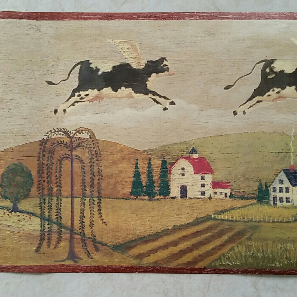 RESERVED Wallpaper Border Country Flying Cows 2 ROLLS - Picture 4 of 11